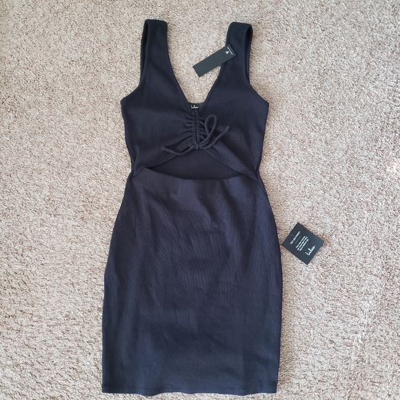 Lulus Black Ribbed Mini Dress - Picture 2 of 7